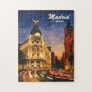 Puzzle Paysage urbain aquarelle personnalisé de Madrid Es