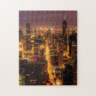 Puzzle Paysage urbain de nuit de Chicago