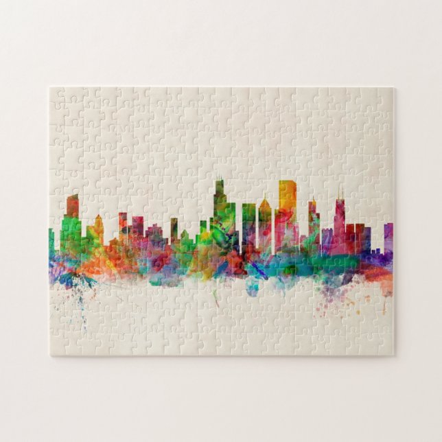 Puzzle Paysage urbain d'horizon de Chicago l'Illinois (Horizontal)