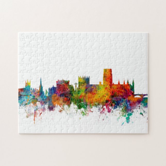 Puzzle Paysage urbain d'horizon de Durham Angleterre (Horizontal)
