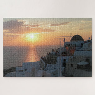 Puzzle paysager : Coucher de soleil à Santorin