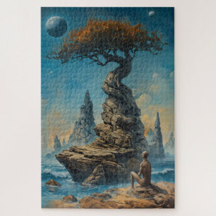 Puzzle Peace in mind Man sitting at ocean