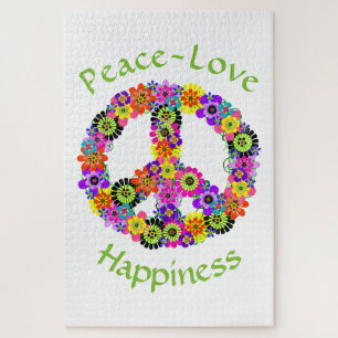 Puzzle Peace Sign Love & Happiness on White