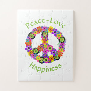 Puzzle Peace Sign Love & Happiness on White