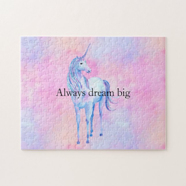 Puzzle Peach rose violet licorne (Horizontal)