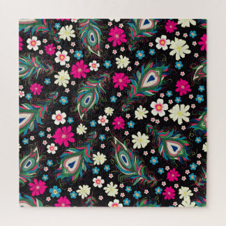 Puzzle Peacock Plumes Broderie Motif sans fil