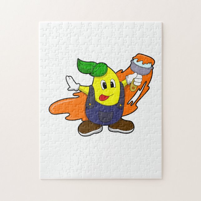 Puzzle Pear as Painer with Paint brush (Vertical)