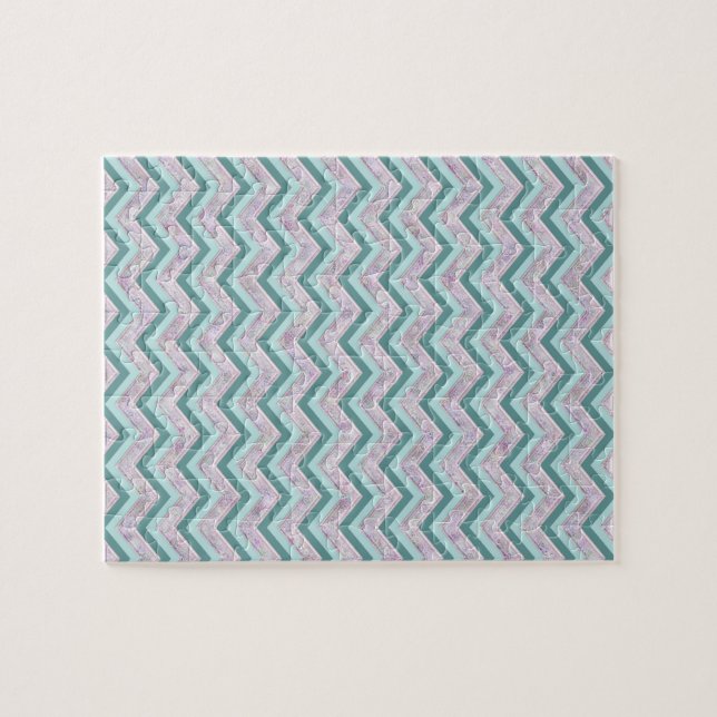 Puzzle Pearl Floral Turquoise ZigZag Motif (Horizontal)