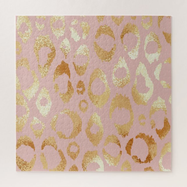 Puzzle Peau léopard, texture or rose (Vertical)