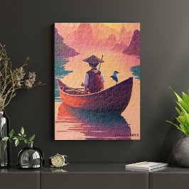 Puzzle Pêche au coucher du soleil