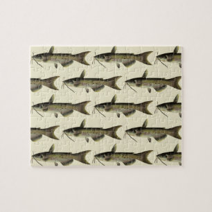 Puzzle Pêche au poisson-chat, faune marine vintage, poiss