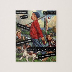 Puzzle Pêche avec chien - Vintage drôle - Impressionnant 