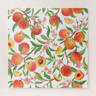 Puzzle Pêcher le Motif Vintage de fruits tropicaux.