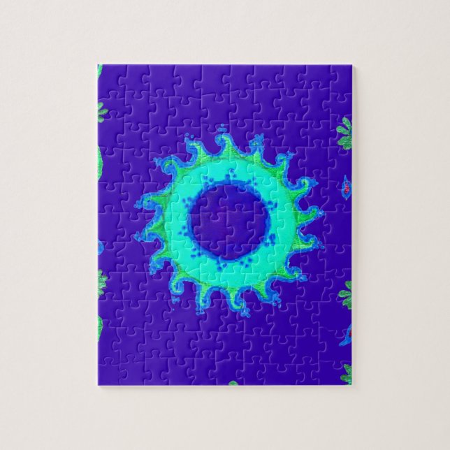 Puzzle Peinture à l'huile d'art floral bleu Iridescente (Vertical)