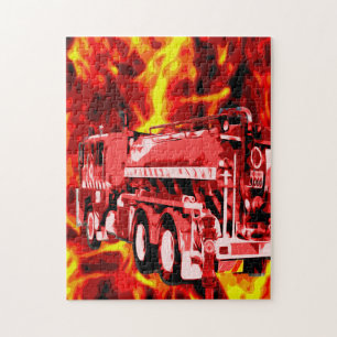 Puzzle Peinture à l'huile du moteur à feu rouge,