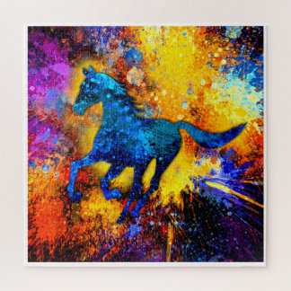 Puzzle Peinture Abstraite Cheval en Course