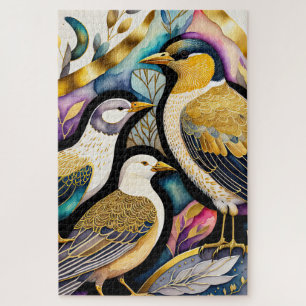 Puzzle Peinture aquarelle abstraite d'oiseaux