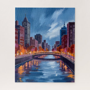 Puzzle Peinture aquarelle d'art de nuits urbaines