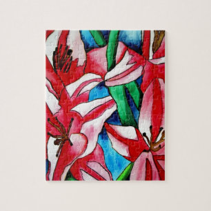 Puzzle Peinture artistique aquarelle de lys de jour rose