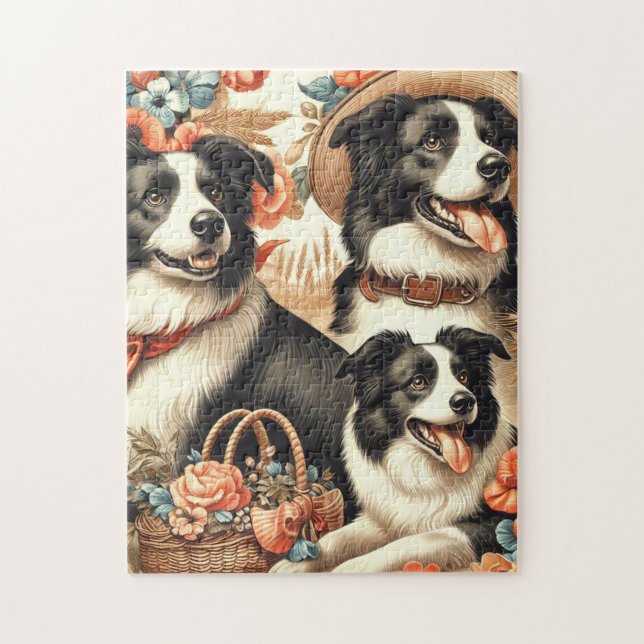 Puzzle Peinture Collie vintage (Vertical)