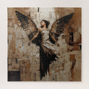 Puzzle Peinture d'ange ailé éthéré dans des tons terreux