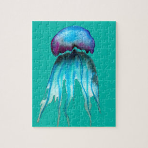 Puzzle Peinture d'art de la méduse bleue