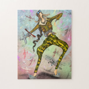 Puzzle Peinture de casse-tête de pilote de fille