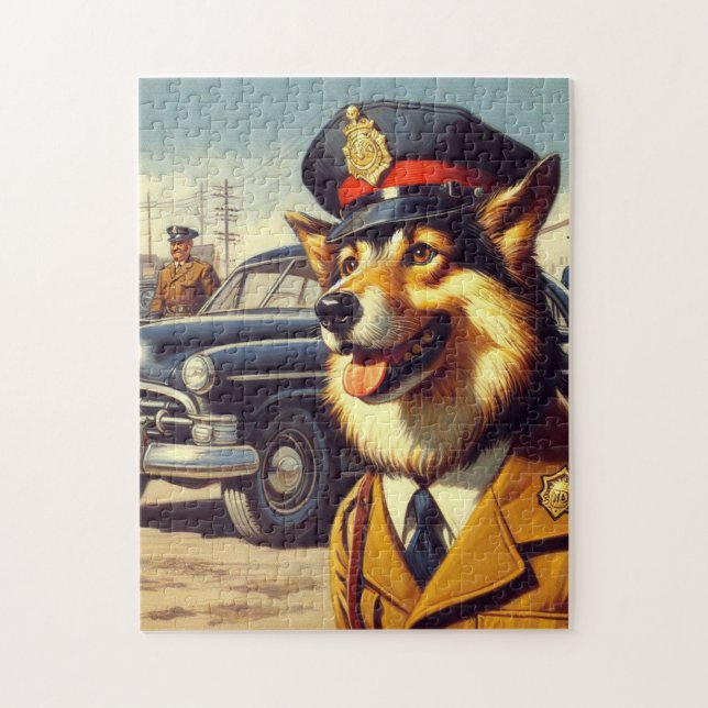 Puzzle Peinture de chien de police rétro (Vertical)