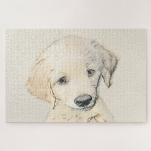 Puzzle Peinture de chiot d'or Retriever - Art de chien or