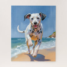 Peinture de compagnie dalmate de plage à l'aquarel