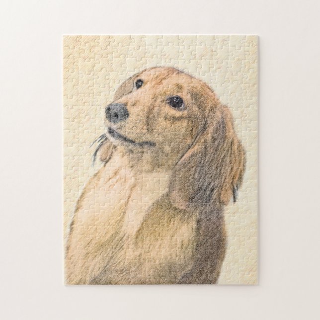 Puzzle Peinture de Dachshund (Longhaïs) - Art original du (Vertical)