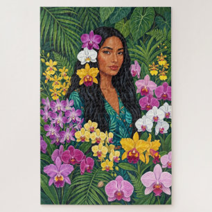 Puzzle Peinture de dame d'orchidée tropicale Xlrg