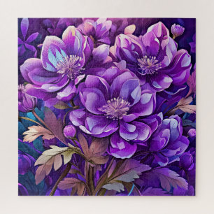 Puzzle Peinture de fleurs violettes