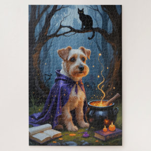 Puzzle Peinture de Halloween fantaisiste de chien Terrier