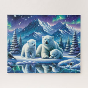 Puzzle Peinture de la scène neigeuse de la famille des ou