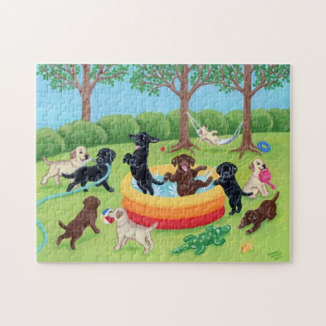 Puzzle Peinture de Labradors d'amusement d'été (Horizontal)