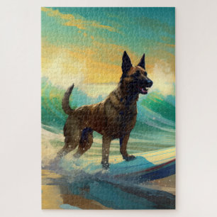 Puzzle Peinture de Surf sur Plage Malinois Belge