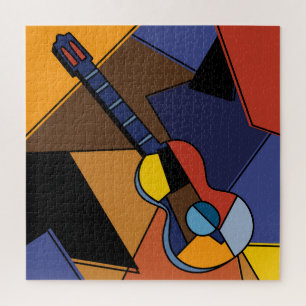 Puzzle Peinture de surréalisme de guitare cubiste.
