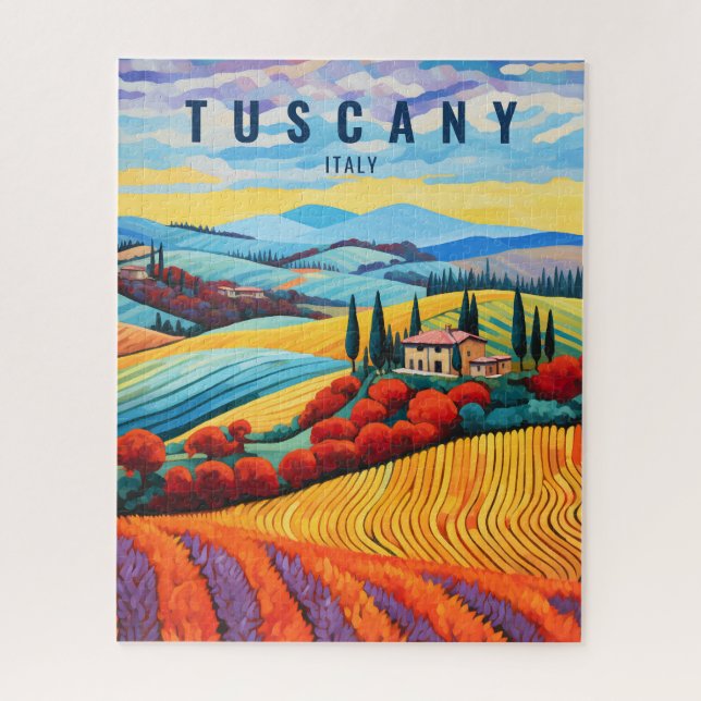 Puzzle Peinture de Toscane au coucher du soleil | Italie  (Vertical)