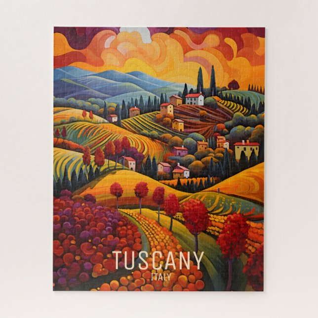Puzzle Peinture de Toscane en automne | Italie Travel Art (Vertical)