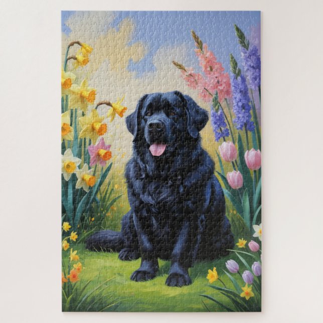 Puzzle Peinture des fleurs de printemps des chiens de Ter (Vertical)