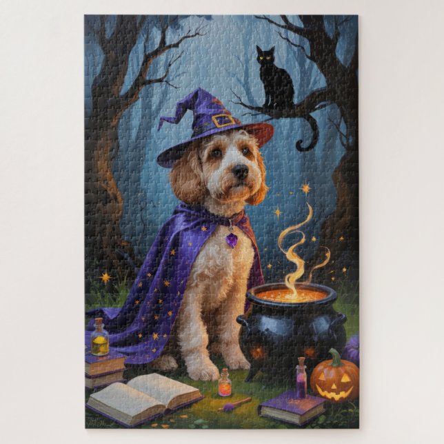 Puzzle Peinture d'Halloween capricieuse pour chien de Coc (Vertical)