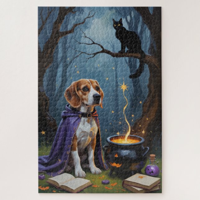 Puzzle Peinture d'Halloween de chien beagle (Vertical)