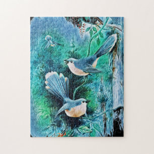 Puzzle Peinture d'oiseaux bleus d'hiver