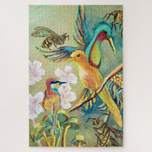 Puzzle peinture d'oiseaux et d'abeilles