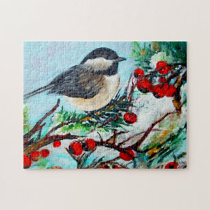 Puzzle Peinture d'oiseaux sur le chickadee doux