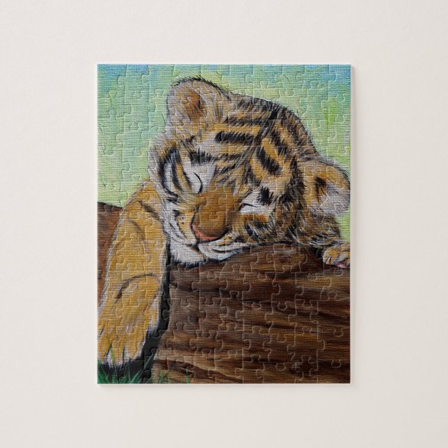 Puzzle Peinture d'un petit tigre dormant (Vertical)