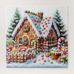 Puzzle Peinture d'une maison en pain d'épices colorée