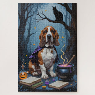 Puzzle Peinture fantaisiste d'Halloween de chien Basset H