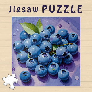 Puzzle Peinture Feuille verte aux bleuets juteux -